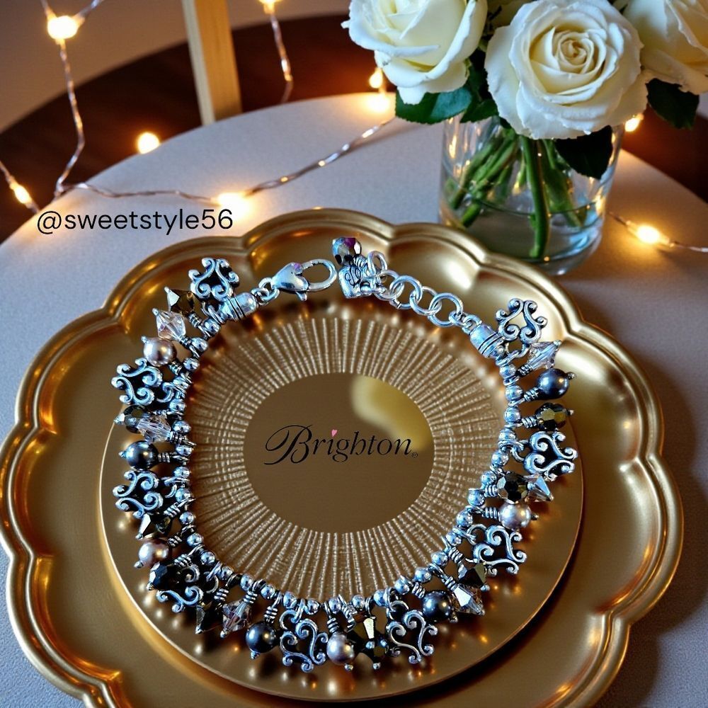 BRIGHTON "Cannes Bronze" Crystal And Pearl Bracelet STATEMENT MAKING!